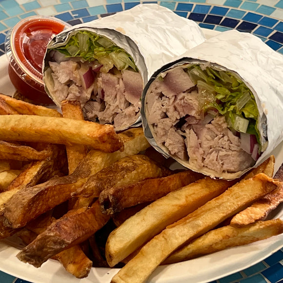 Pan Seared Tuna Wrap with Handcrafted French Fries