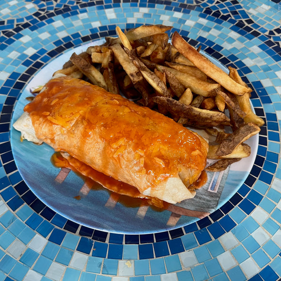 Shrimp Burrito Enchilada Style