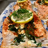 Baked Salmon Spinach and Feta Dinner