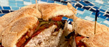 Swordfish and grilled pepper sandwich Blue Water Fish Wading River New York